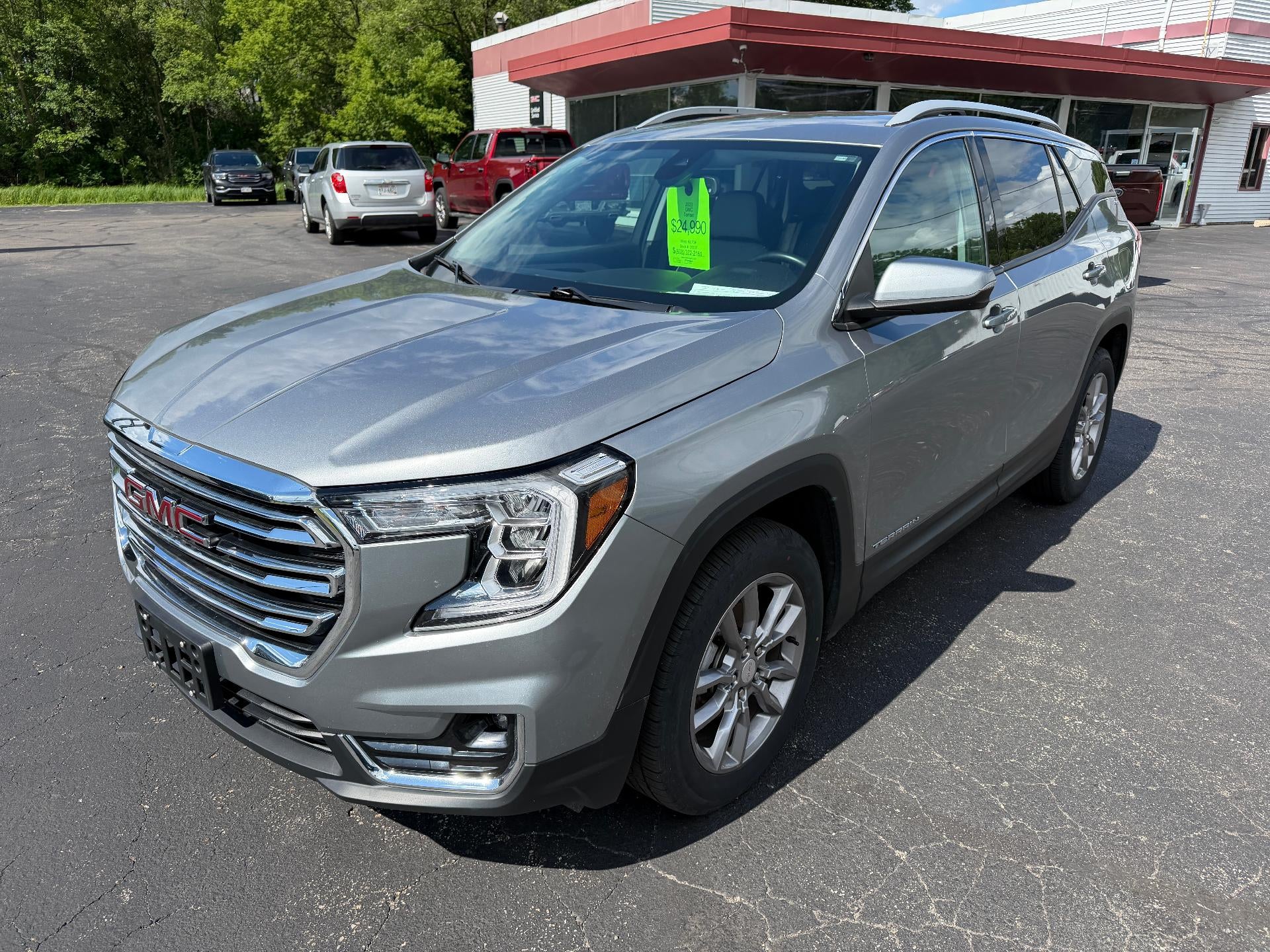 2023 GMC Terrain SLT in Sterling Metallic — front three-quarter view